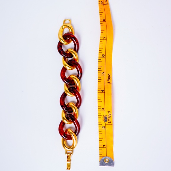 KENNETH JAY LANE Chain Link Bracelet - Gold & Brown Tortoise - Picture 4 of 9